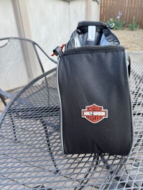 Harley-Davidson Black Toiletry/Handlebar Bag with Orange Logo cooler